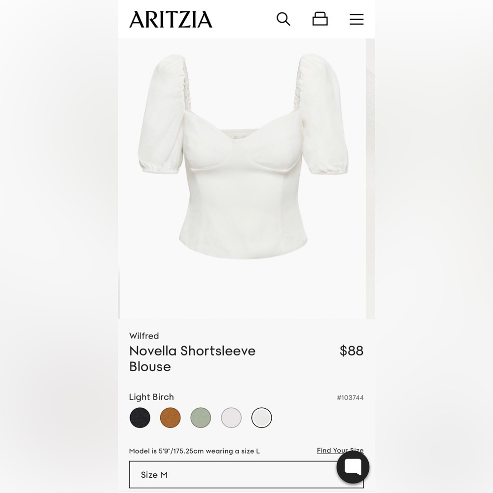 Aritzia wilfred Novella Shortsleeve Blouse